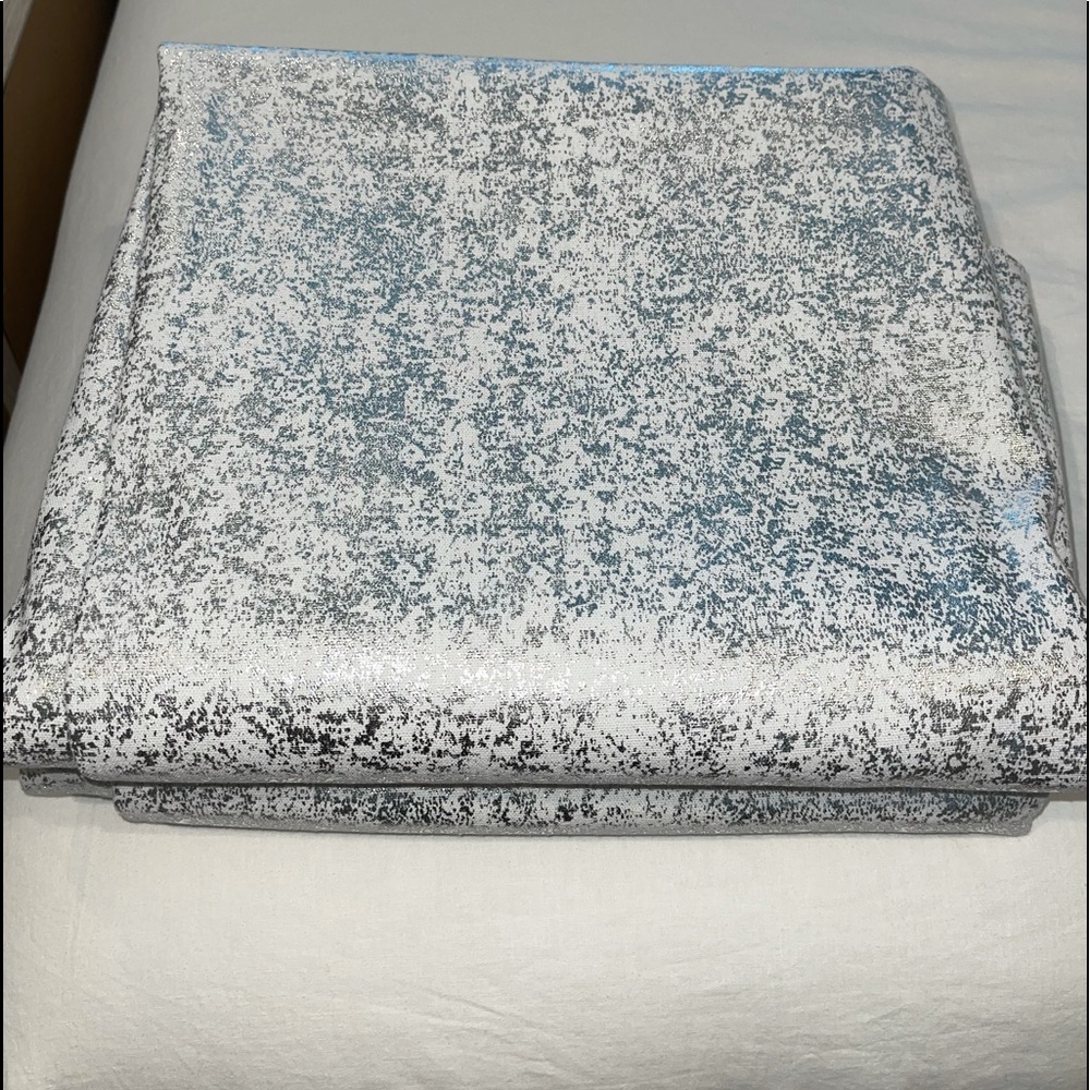(2) silver metallic drapery panels